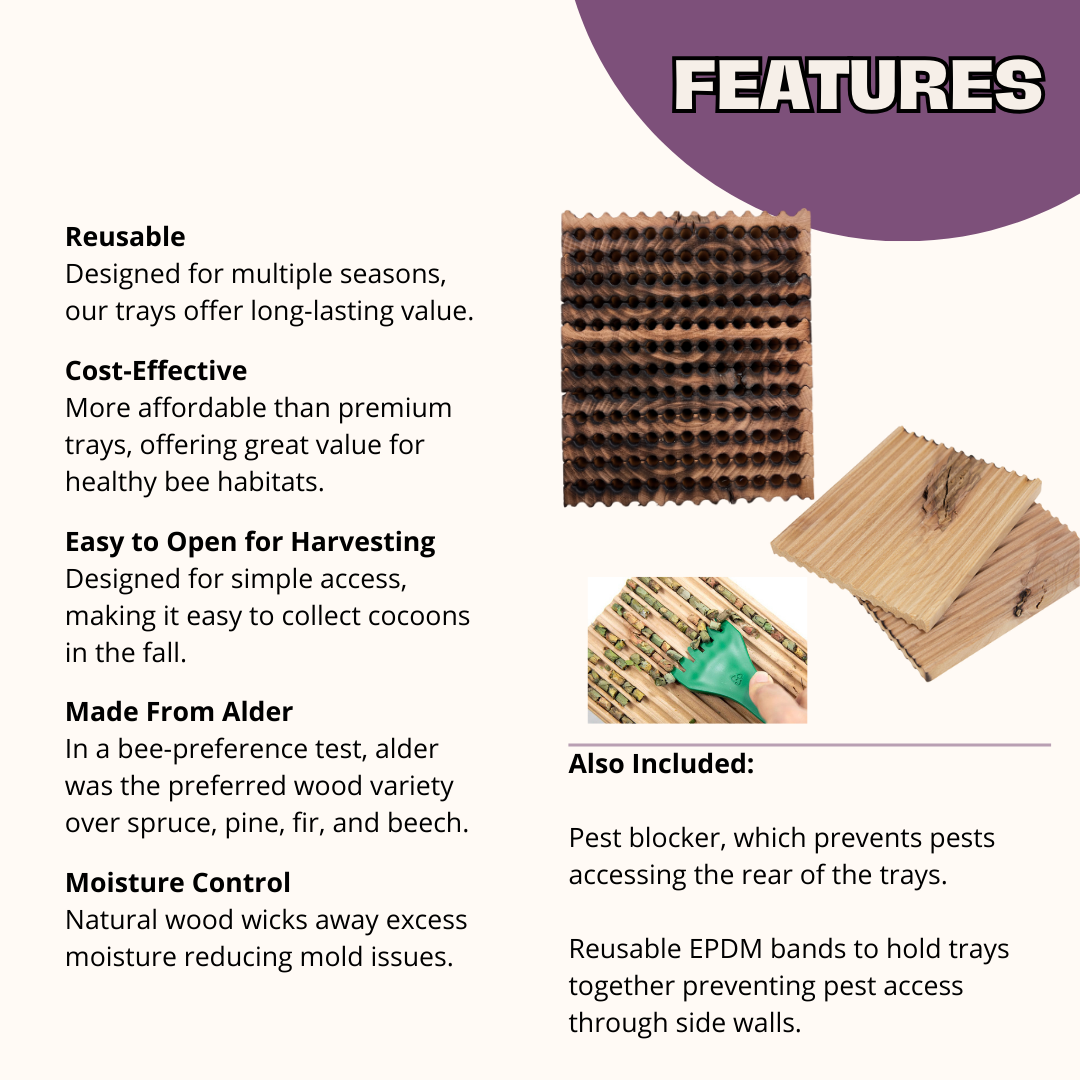Summer Farm Grade Reusable Wood Trays for Summer Leaf Bees - 6mm
