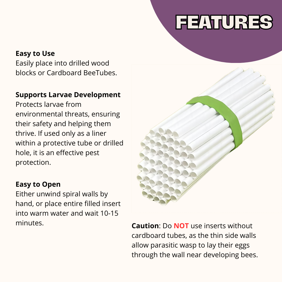 Spring Cardboard BeeTubes and Inserts for Mason Bees - 8mm