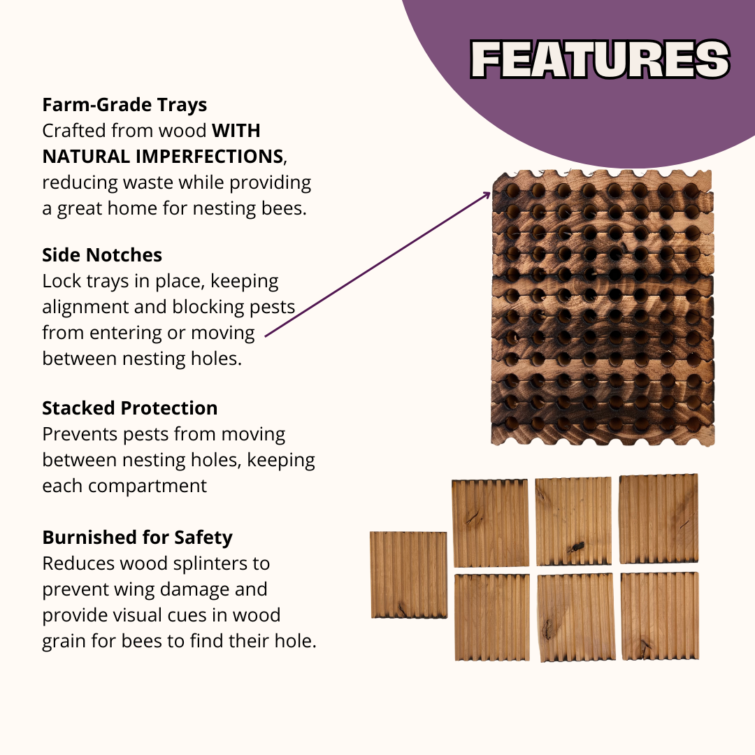 Spring Farm Grade Reusable Wood Trays for Mason Bees - 8mm