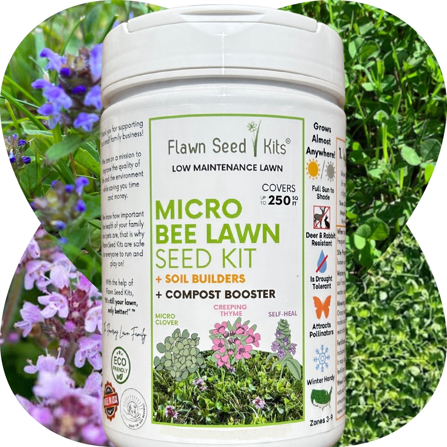 coated flower seeds Micro Bee Lawn Seed Mixture